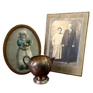VINTAGE➕Lot Of 3: Photographs & Silver Creamer